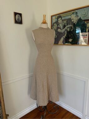 Zara Sleeveless Tan Knit Midi Dress